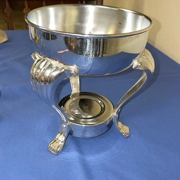 Vintage Kent Silversmith Glass Pitcher Carafe + Silver Pedestal Warmer Stand - Picture 6 of 13